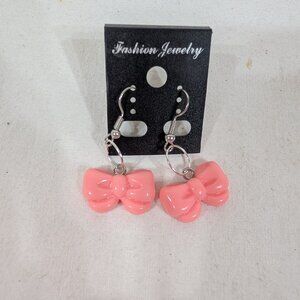 Pink Bow Earrings